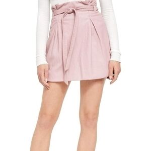 Free People Payton Paperbag Mini Skirt Pink‎ Mauve Faux Leather Women's Size 4